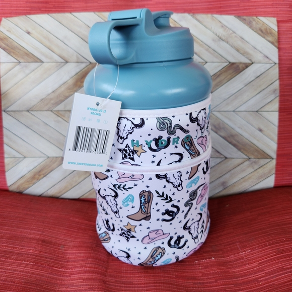 HydroJug with Patterned Sleeve - Teal and White - Picture 2 of 3